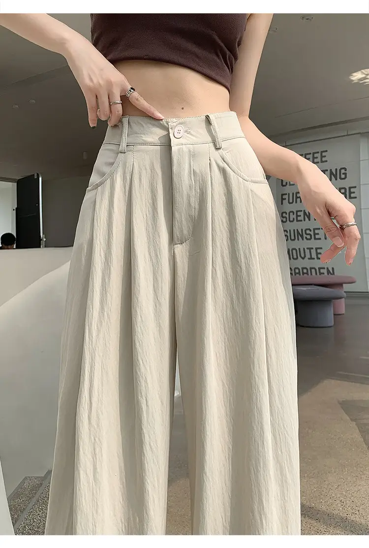 Women's High Waist Draped Pants with Belt Summer — feature 17