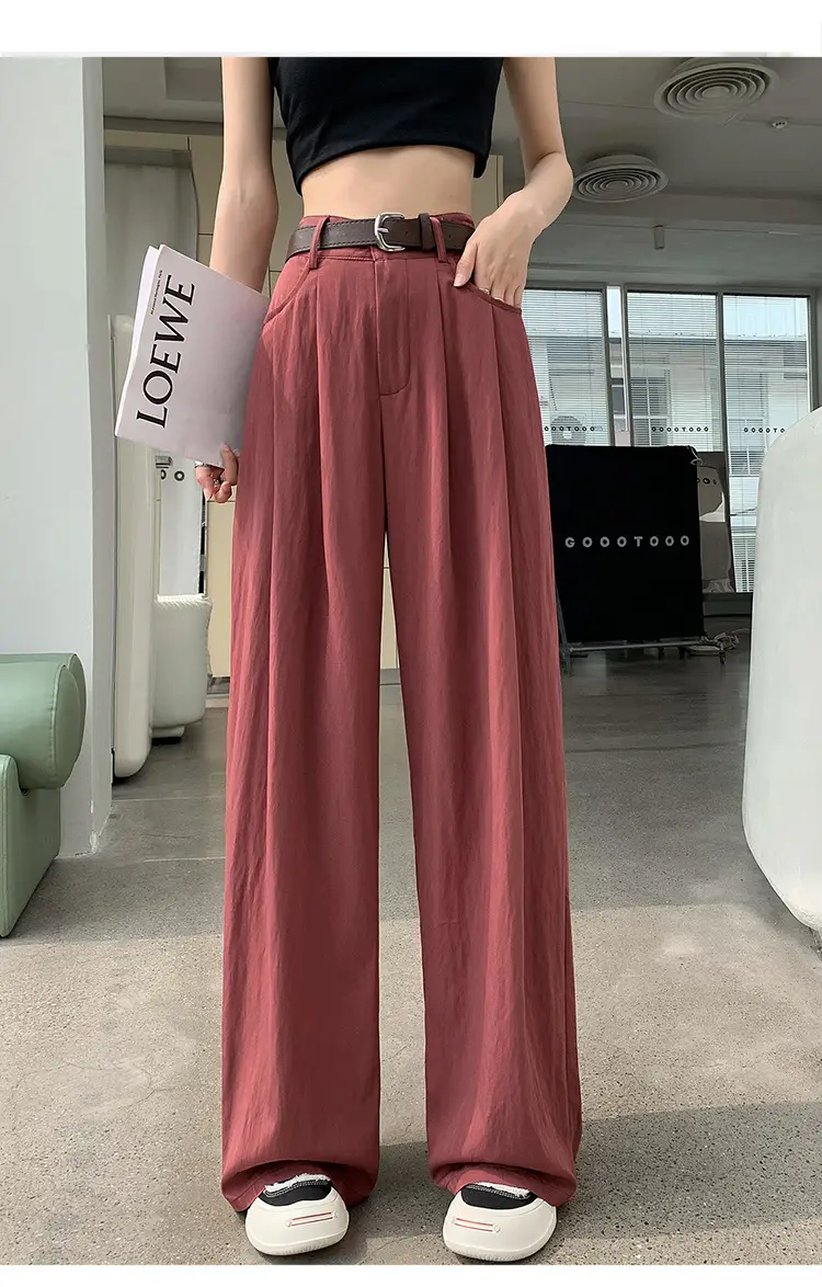 Women's High Waist Draped Pants with Belt Summer — feature 20
