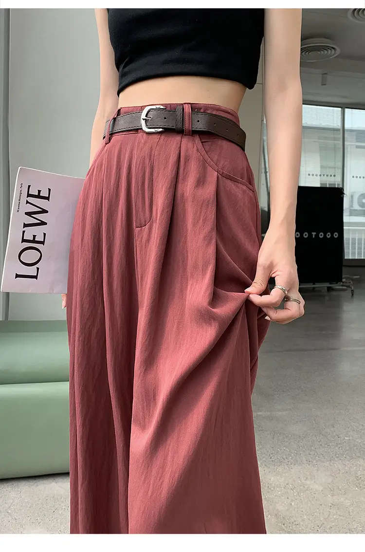 Women's High Waist Draped Pants with Belt Summer — feature 21
