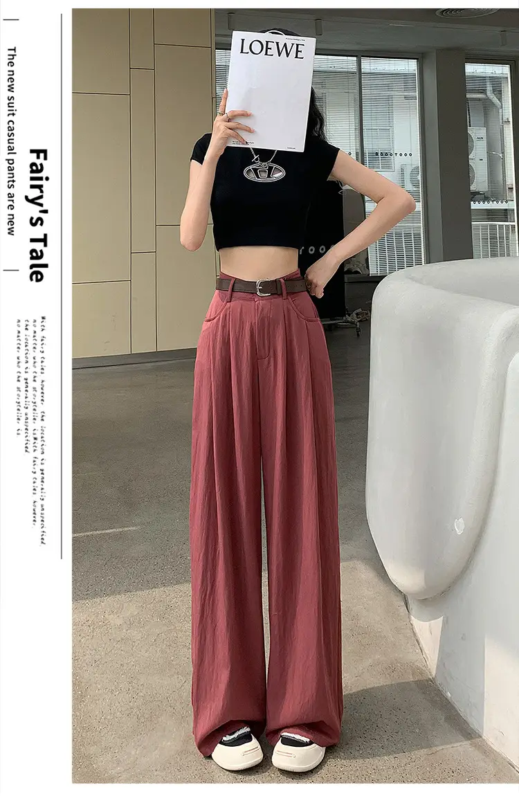 Women's High Waist Draped Pants with Belt Summer — feature 23