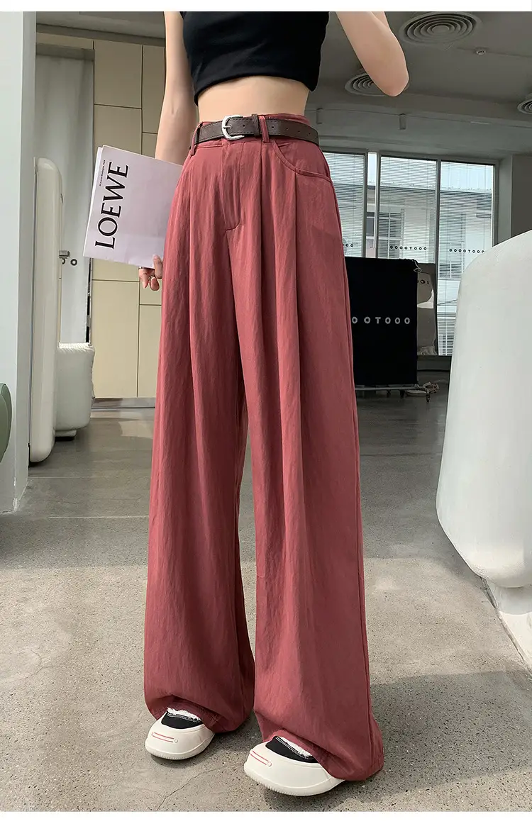 Women's High Waist Draped Pants with Belt Summer — feature 24