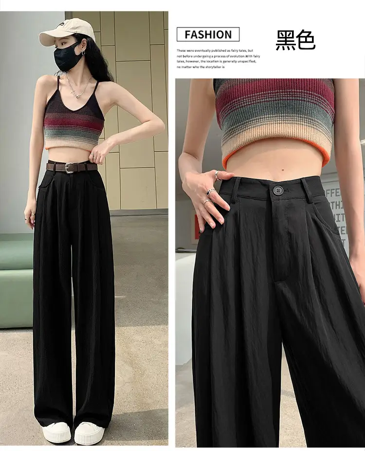 Women's High Waist Draped Pants with Belt Summer — feature 27