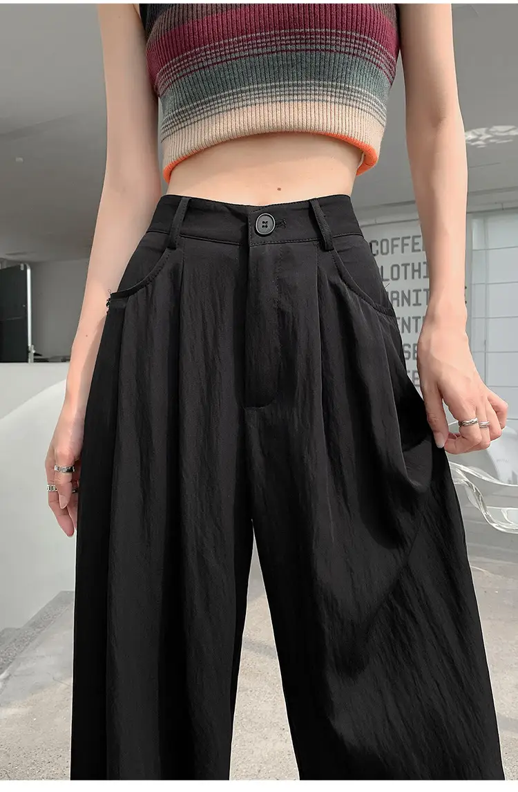 Women's High Waist Draped Pants with Belt Summer — feature 29