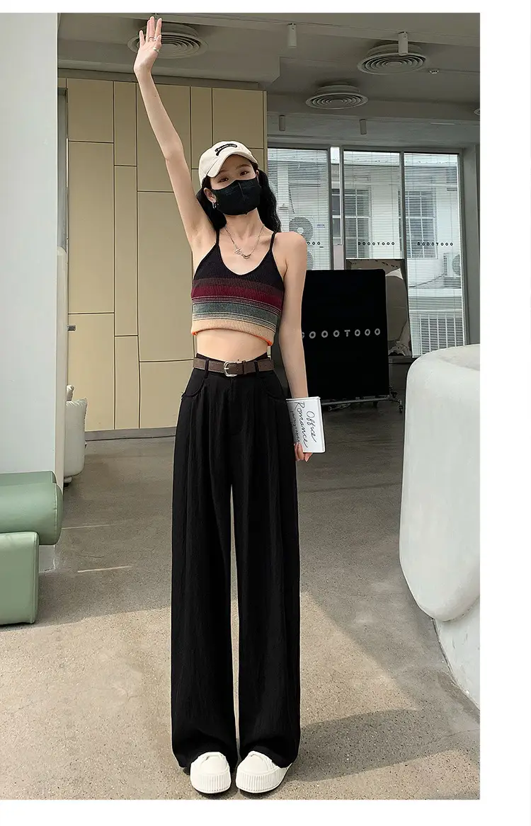 Women's High Waist Draped Pants with Belt Summer — feature 30