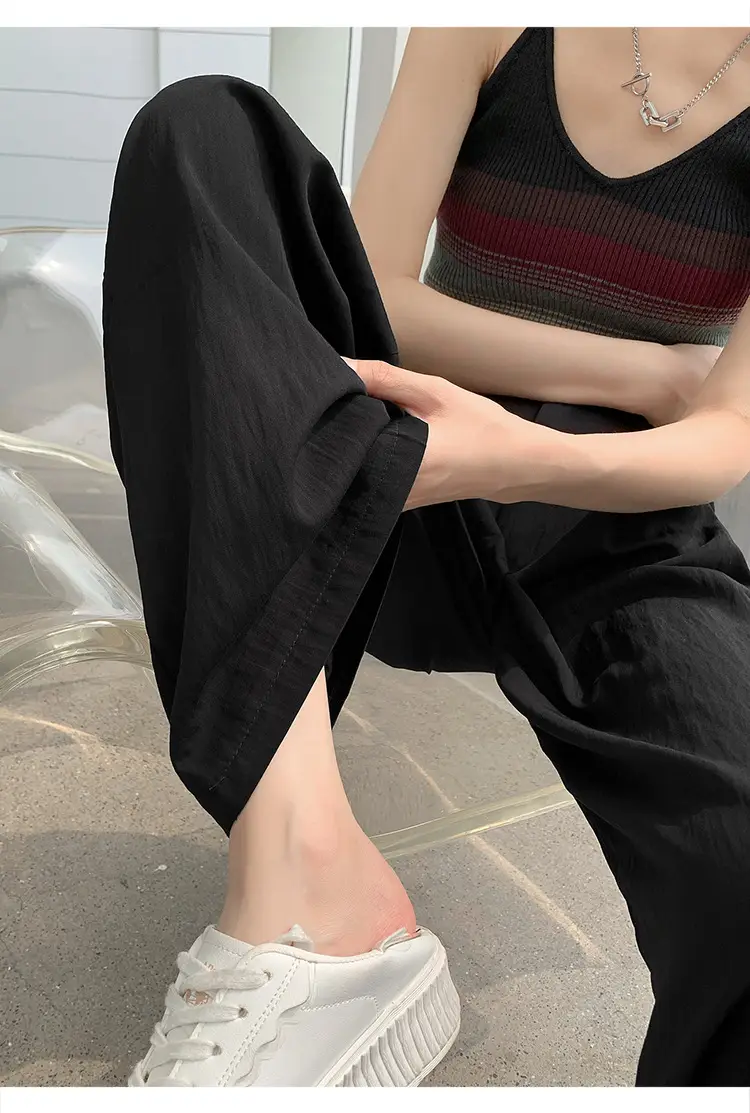 Women's High Waist Draped Pants with Belt Summer — feature 33