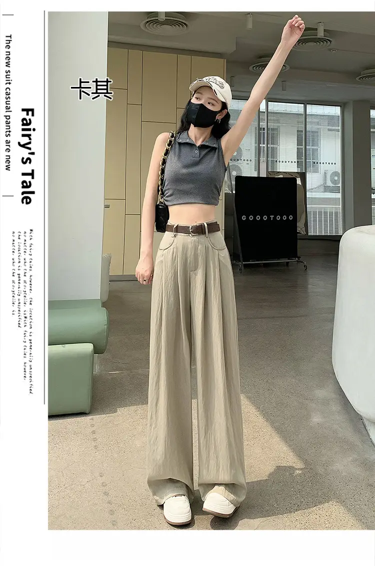 Women's High Waist Draped Pants with Belt Summer — feature 34
