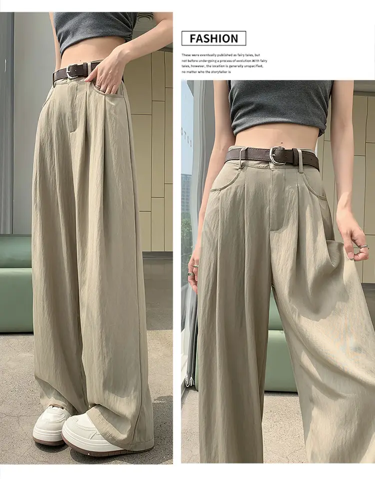 Women's High Waist Draped Pants with Belt Summer — feature 35