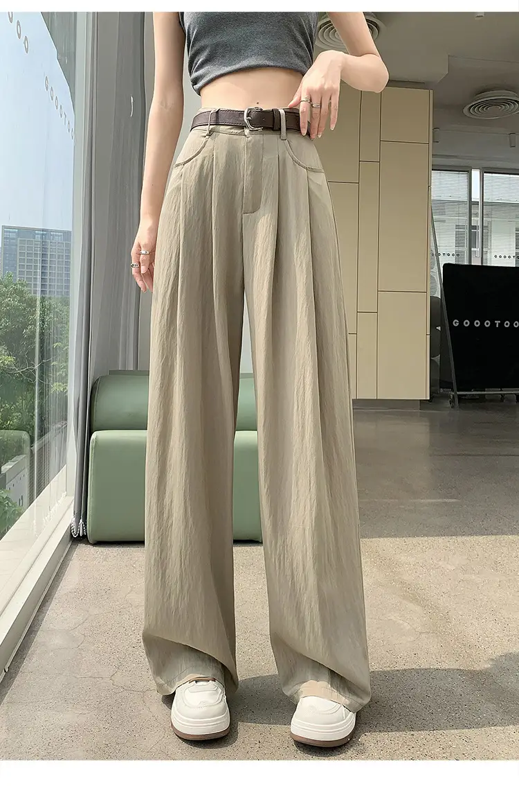 Women's High Waist Draped Pants with Belt Summer — feature 38