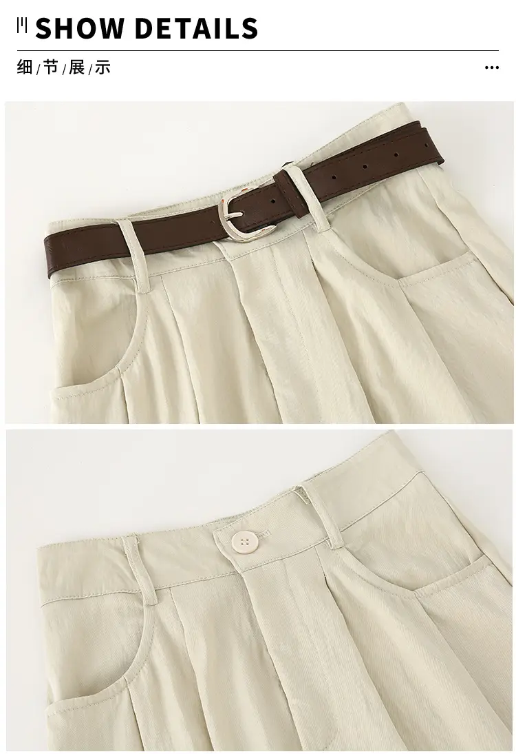 Women's High Waist Draped Pants with Belt Summer — feature 41