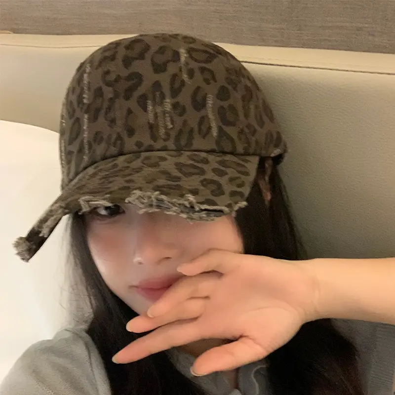 Women Leopard Print Baseball Cap with Wide Brim - Image 4