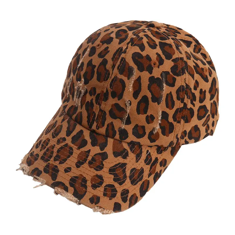Women Leopard Print Baseball Cap with Wide Brim - Image 7