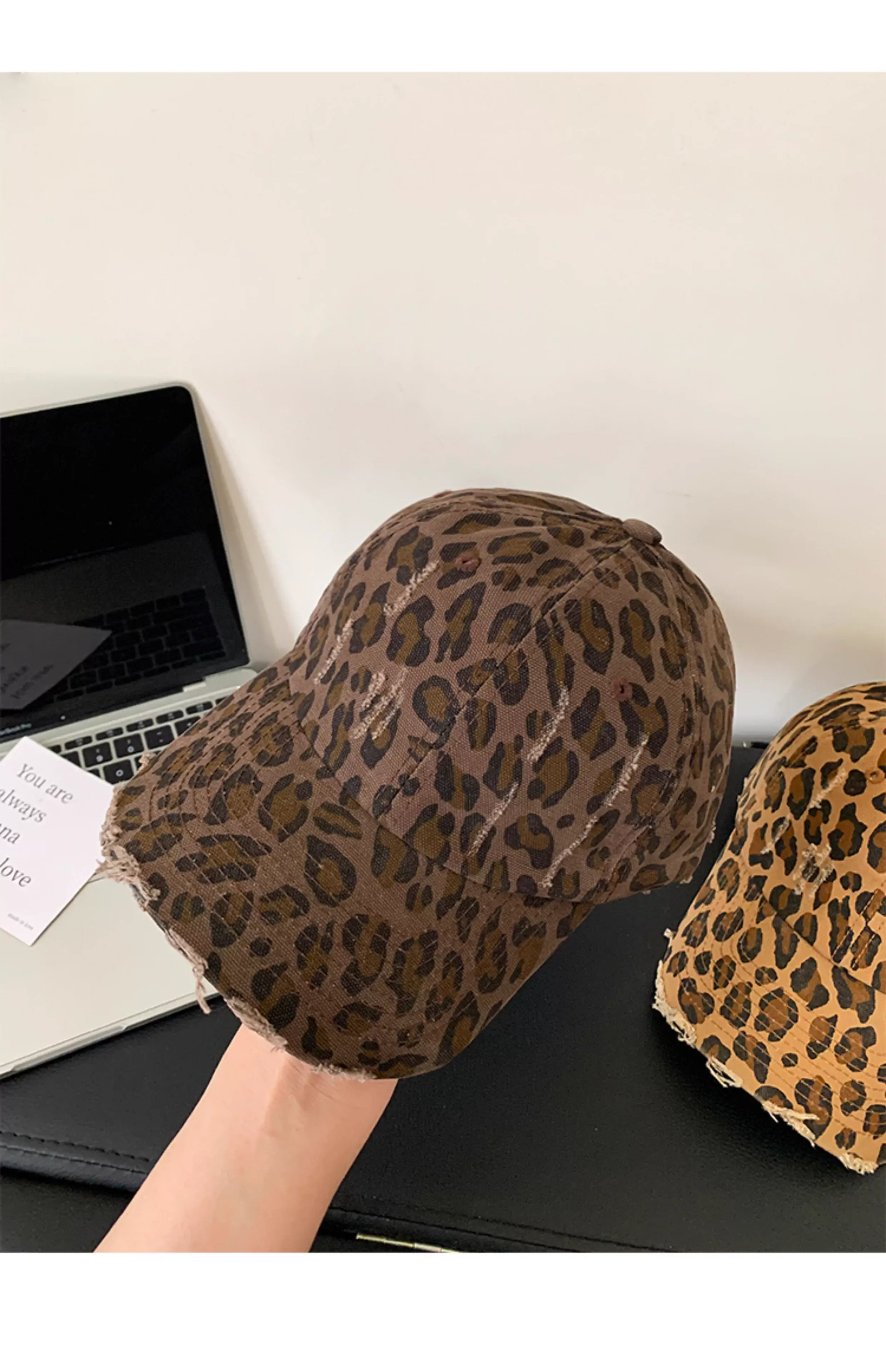 Women Leopard Print Baseball Cap with Wide Brim — feature 12