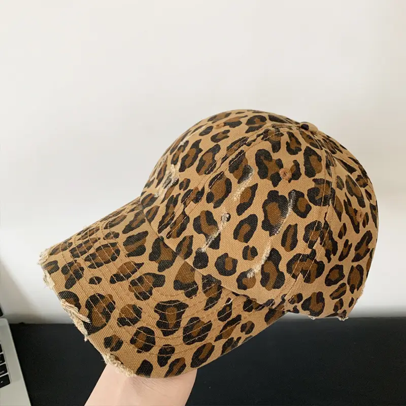 Women Leopard Print Baseball Cap with Wide Brim - Image 2