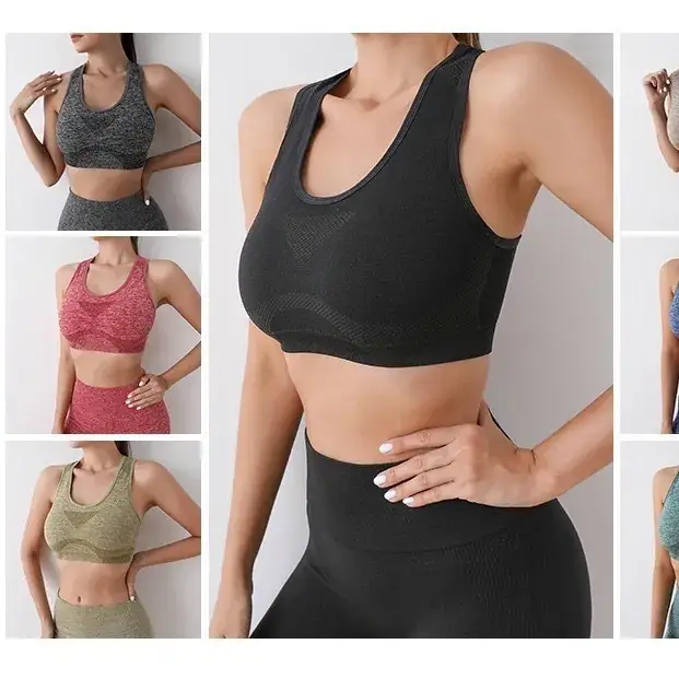 Women's Black Mesh Sports Bra with Chest Pads