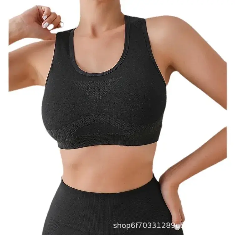 Women's Black Mesh Sports Bra with Chest Pads