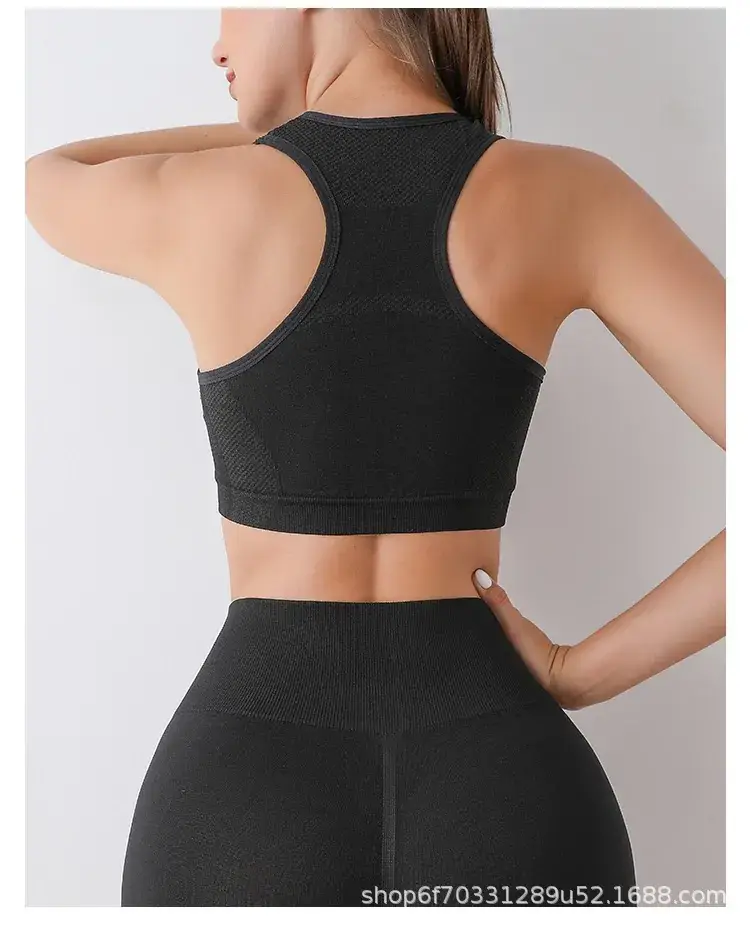 Women's Black Mesh Sports Bra with Chest Pads — feature 13
