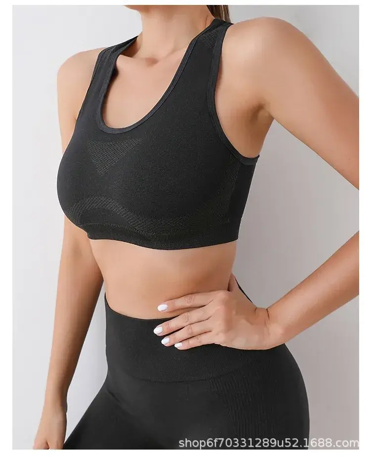Women's Black Mesh Sports Bra with Chest Pads — feature 14