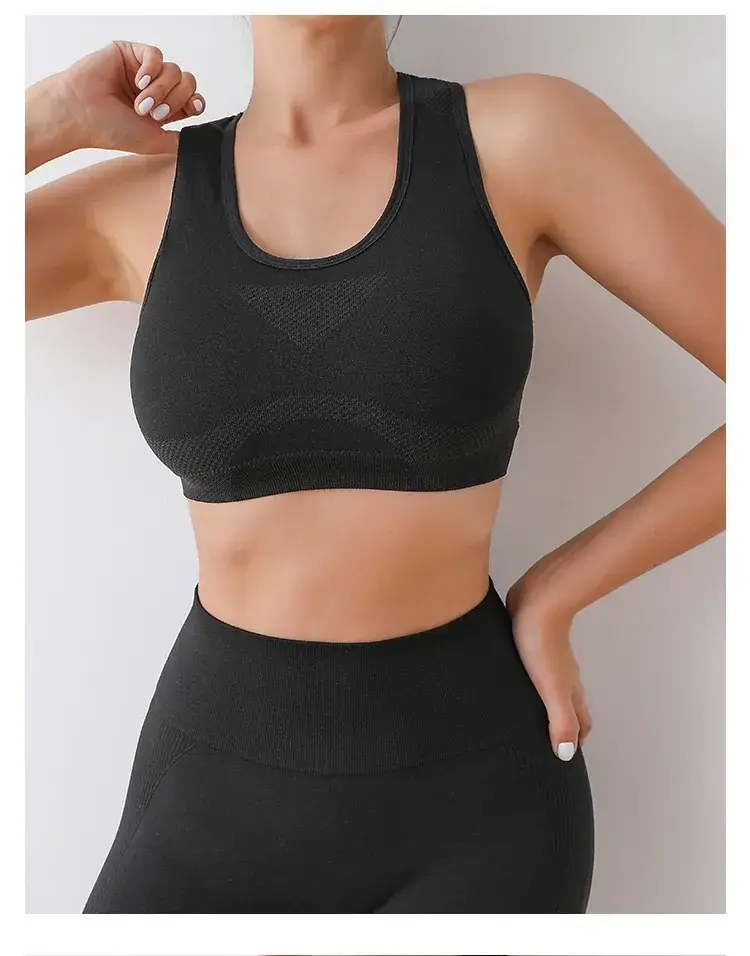 Women's Black Mesh Sports Bra with Chest Pads — feature 15