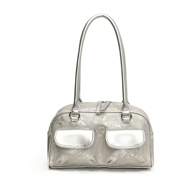 Women Vintage Silver Underarm Bag Large Capacity Shoulder Crossbody - Image 6
