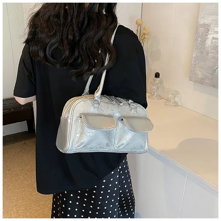 Women Vintage Silver Underarm Bag Large Capacity Shoulder Crossbody — feature 18