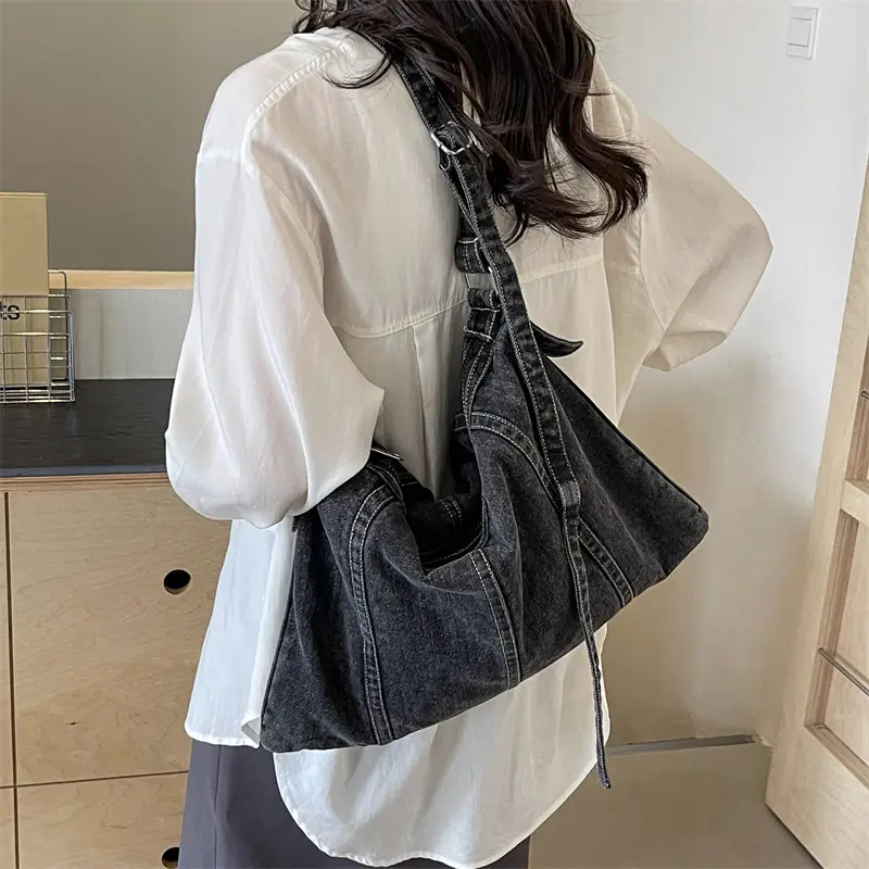 Blue Denim Shoulder Crossbody Bag for Women - Image 6