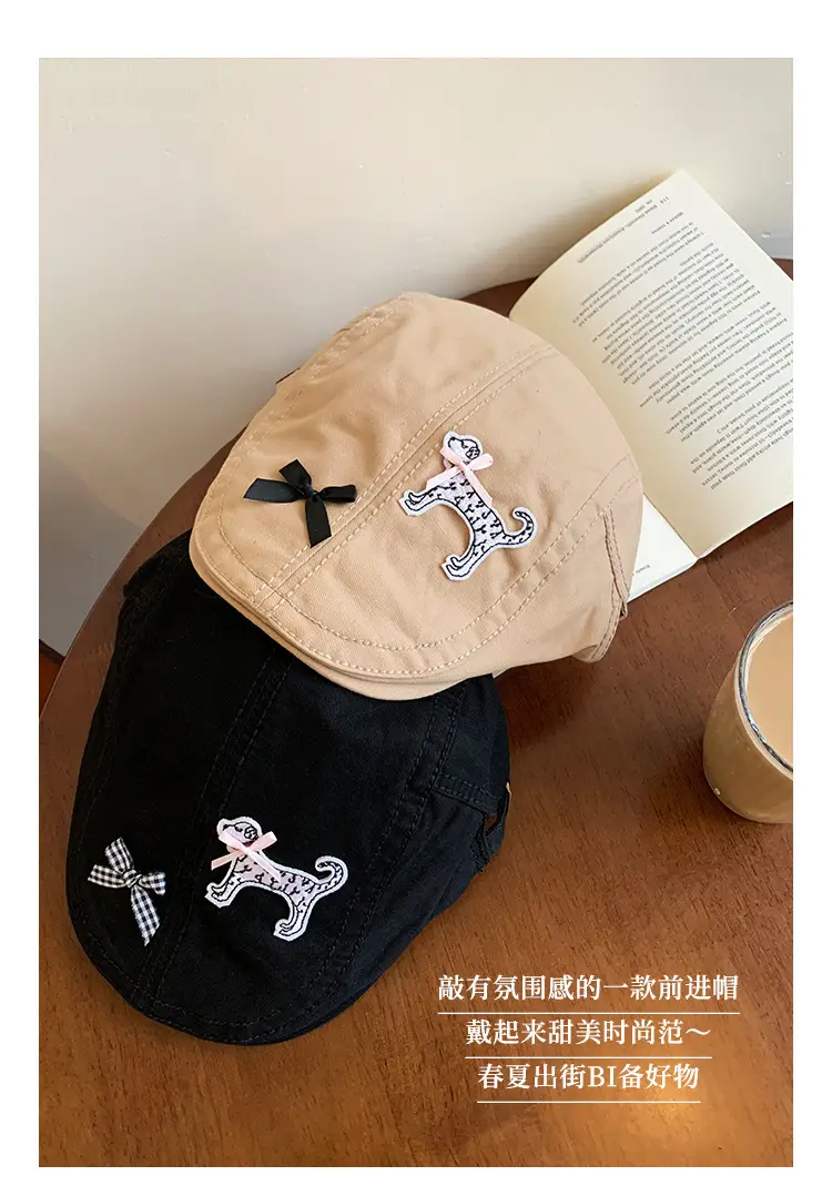 Korean Version Cartoon Black Forward Cap for Women — feature 12