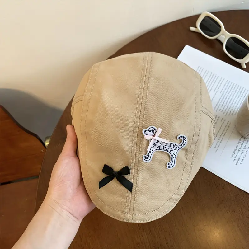Korean Version Cartoon Black Forward Cap for Women