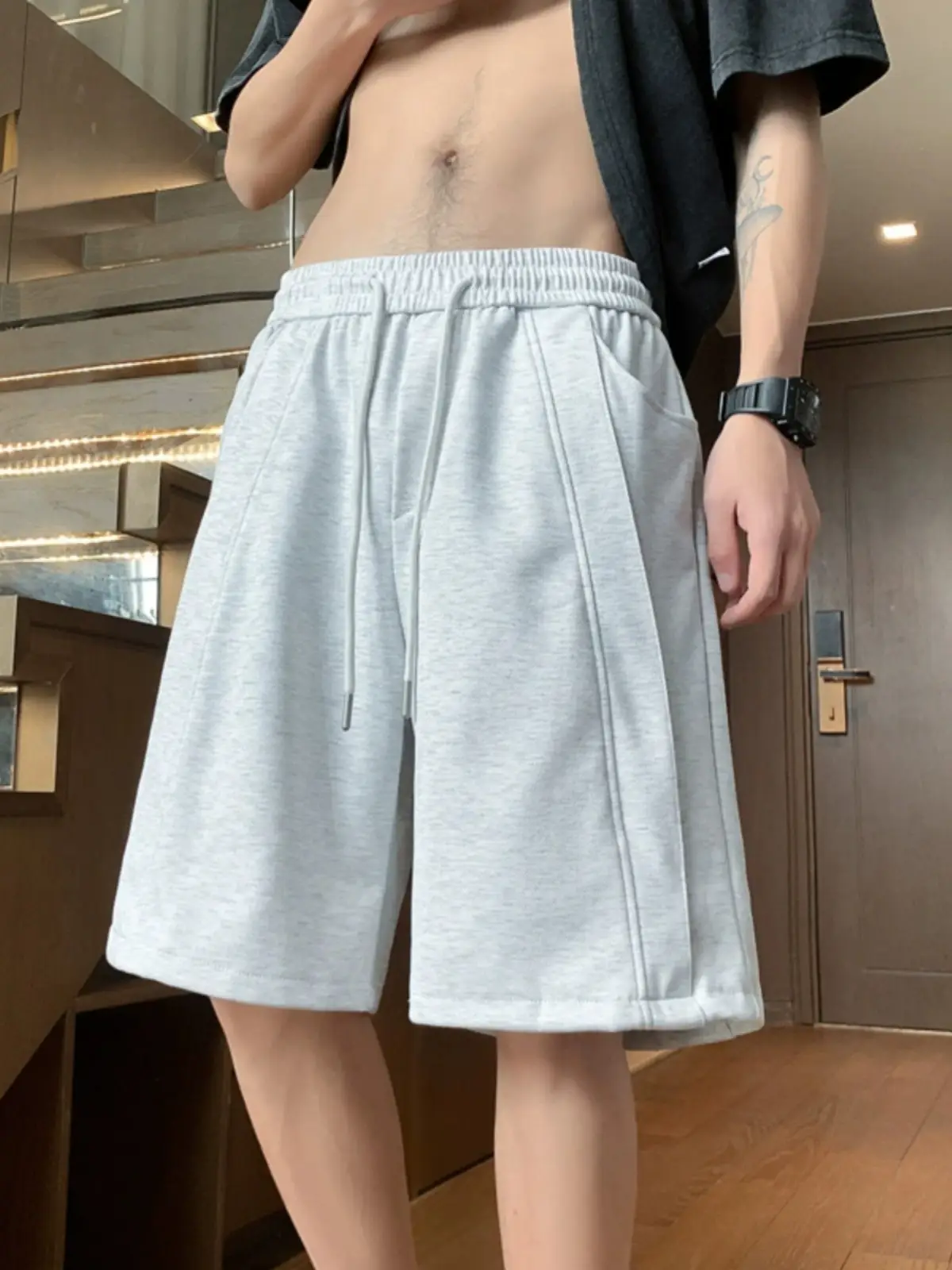 Men's Black Drawstring Shorts 2024 Summer Casual - Image 6