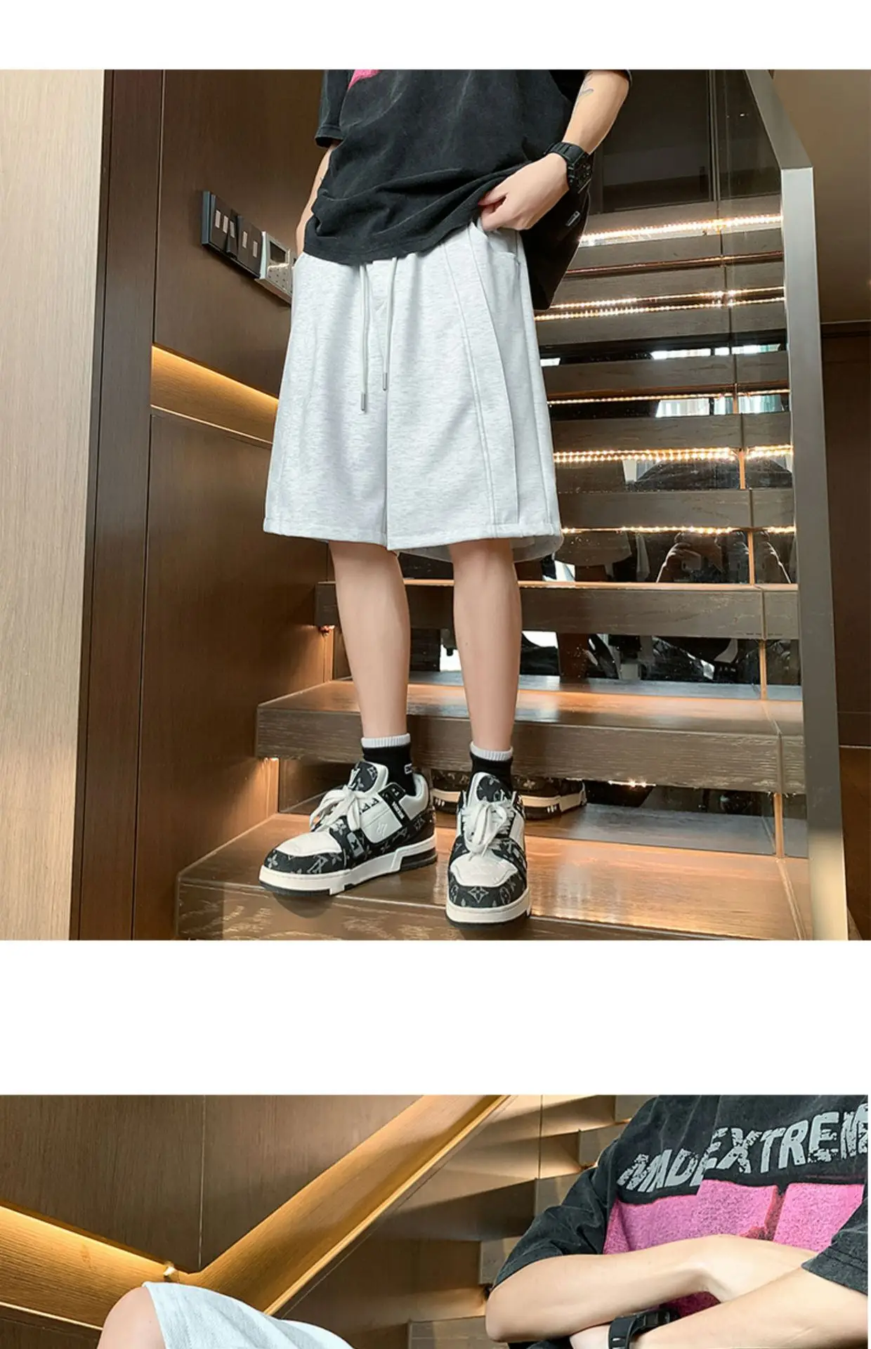 Men's Black Drawstring Shorts 2024 Summer Casual — feature 24