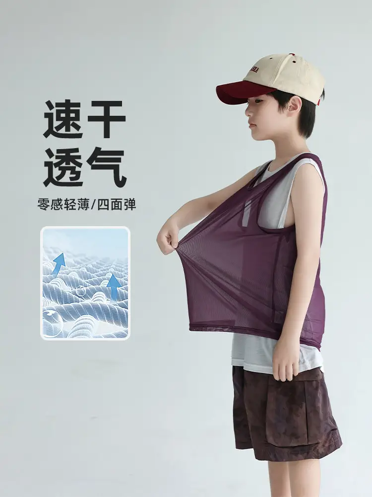 2025 Boys Sleeveless T-Shirt Blue Quick-Dry Vest - Image 5