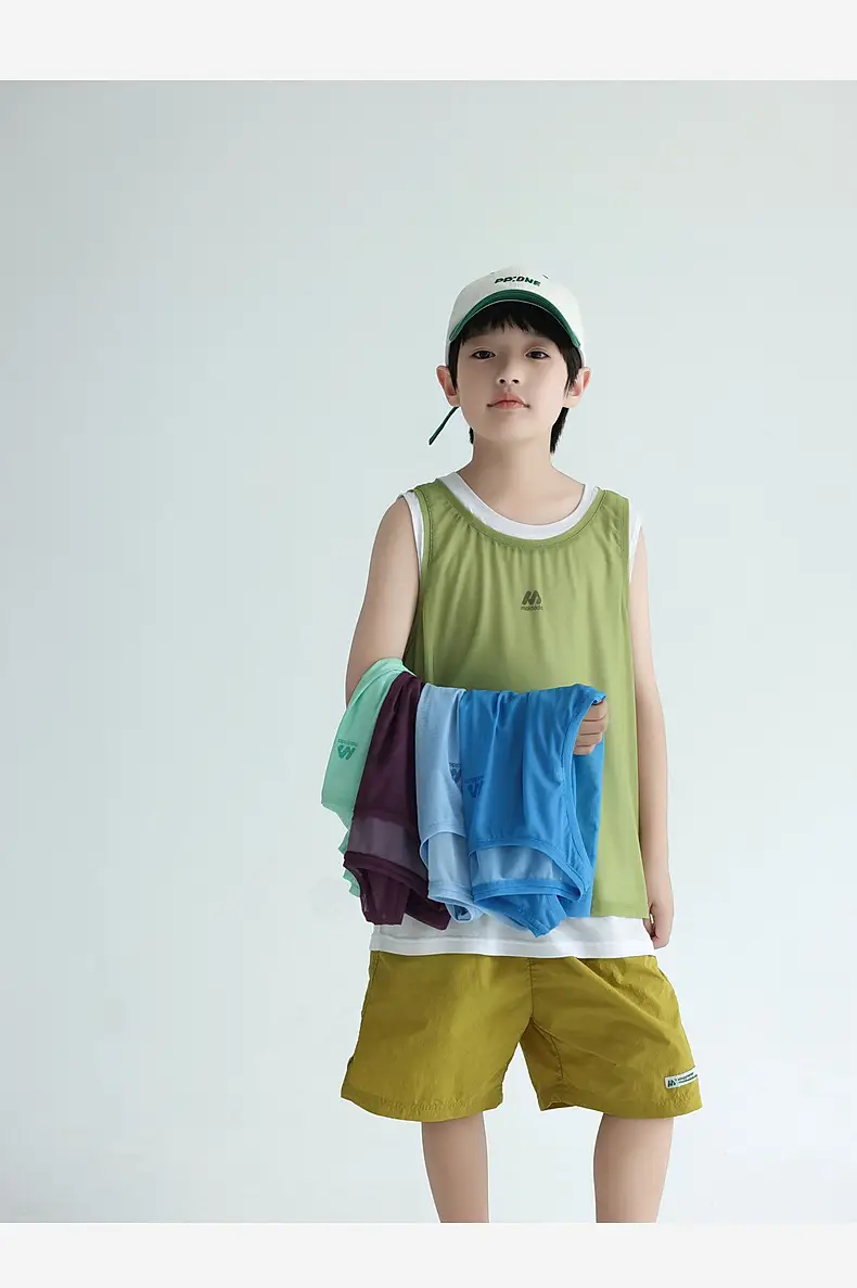 2025 Boys Sleeveless T-Shirt Blue Quick-Dry Vest — feature 35