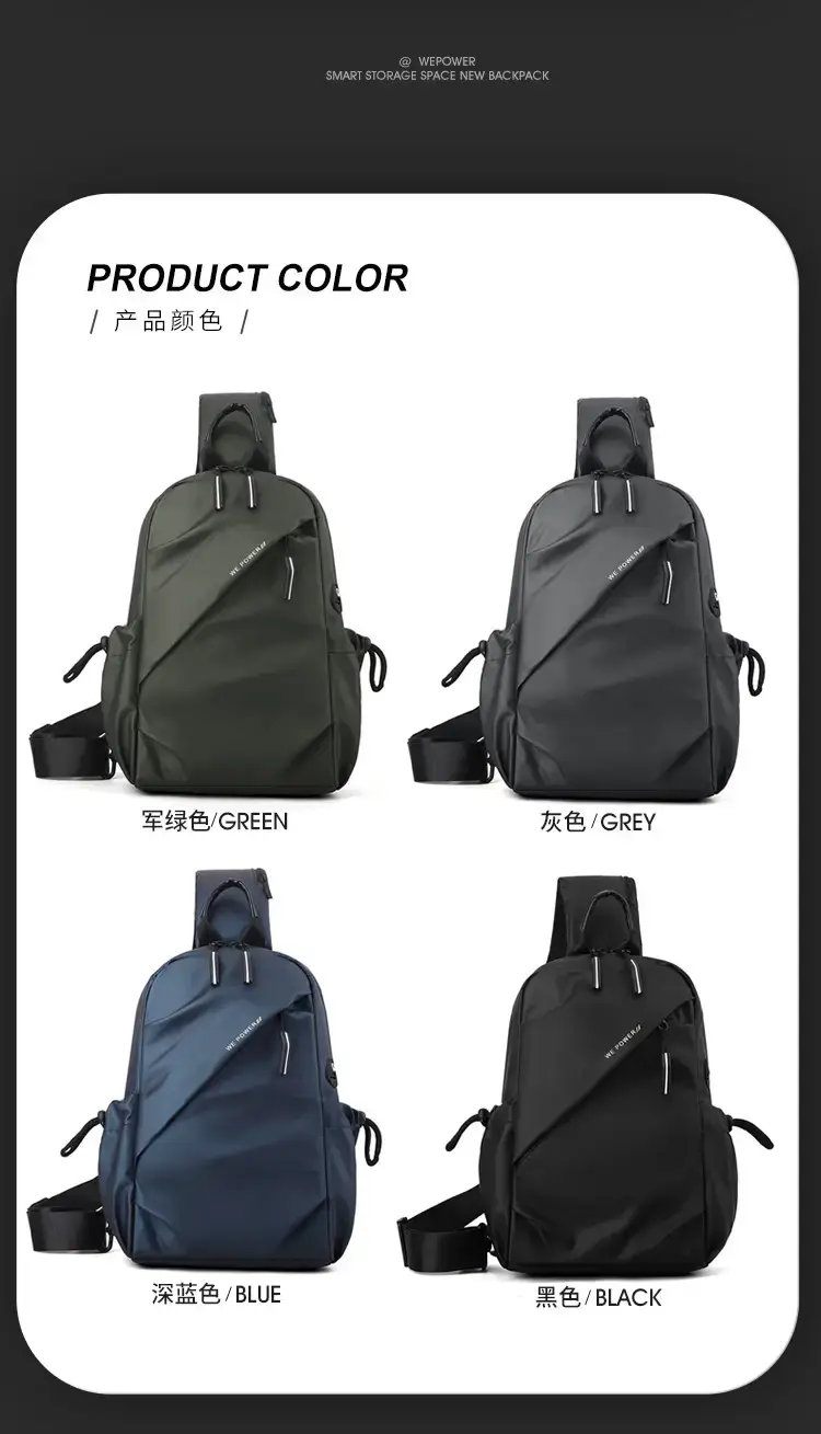 Men's Water Repellent Crossbody Backpack Green — feature 16