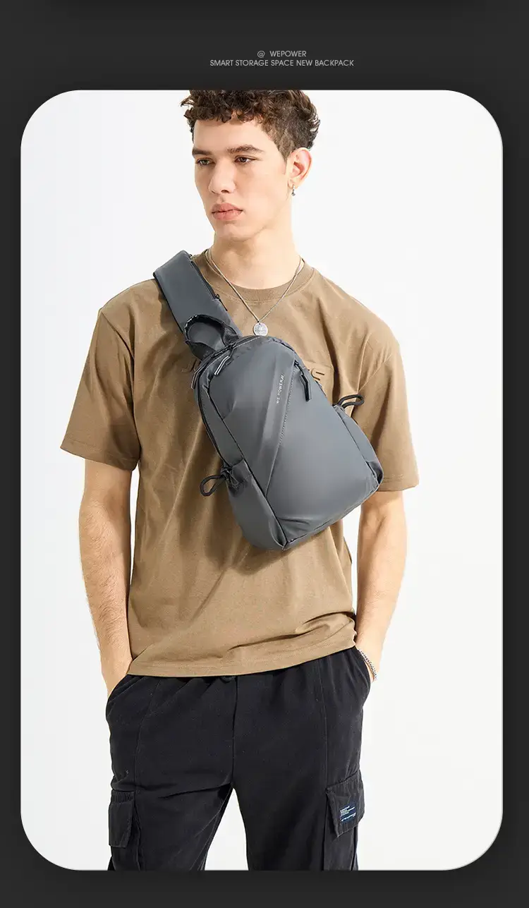 Men's Water Repellent Crossbody Backpack Green — feature 19