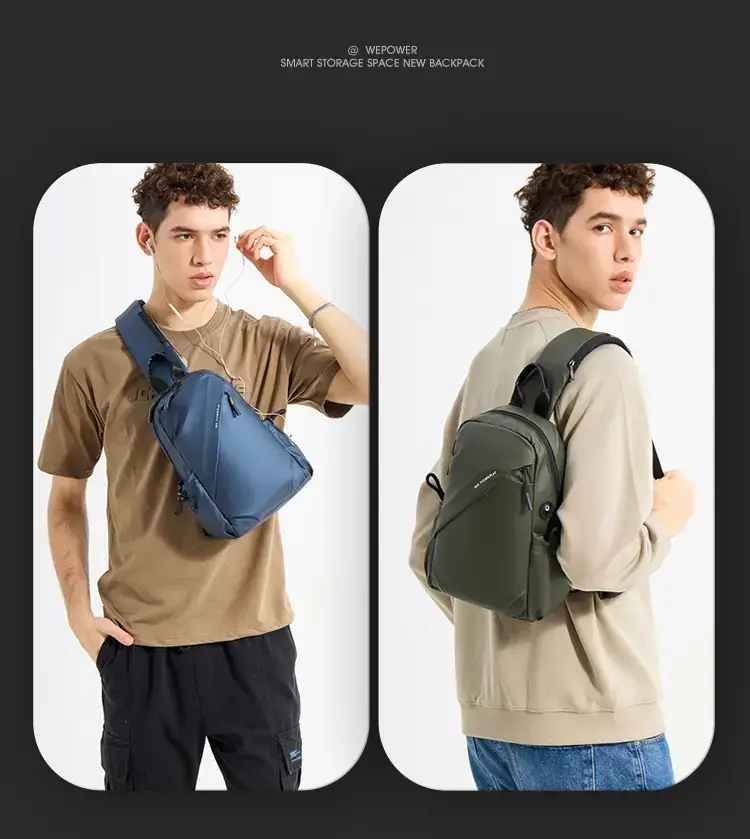 Men's Water Repellent Crossbody Backpack Green — feature 20