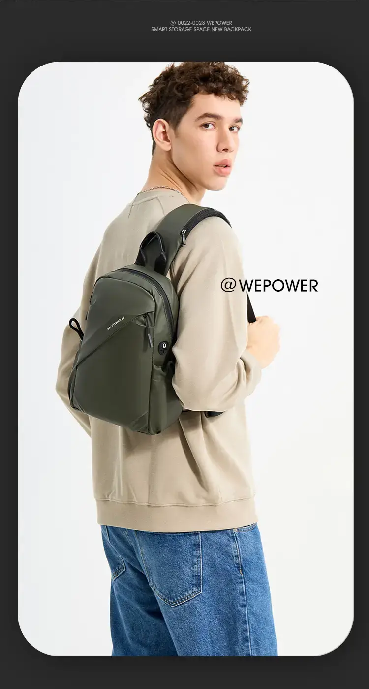 Men's Water Repellent Crossbody Backpack Green — feature 4