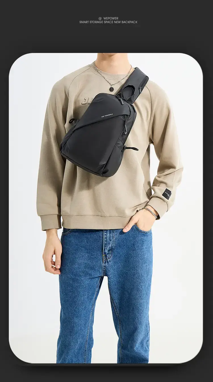 Men's Water Repellent Crossbody Backpack Green — feature 5