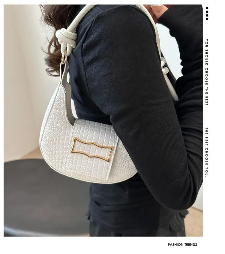 Elegant Women's White Shoulder Bag with Knot Handle — feature 1