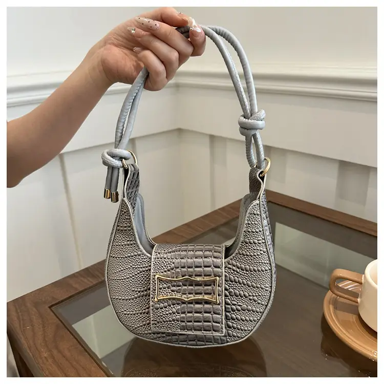 Elegant Women's White Shoulder Bag with Knot Handle — feature 21