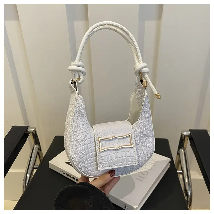 Elegant Women's White Shoulder Bag with Knot Handle — feature 26