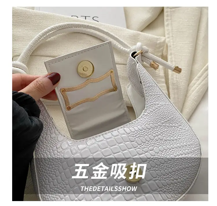 Elegant Women's White Shoulder Bag with Knot Handle — feature 4
