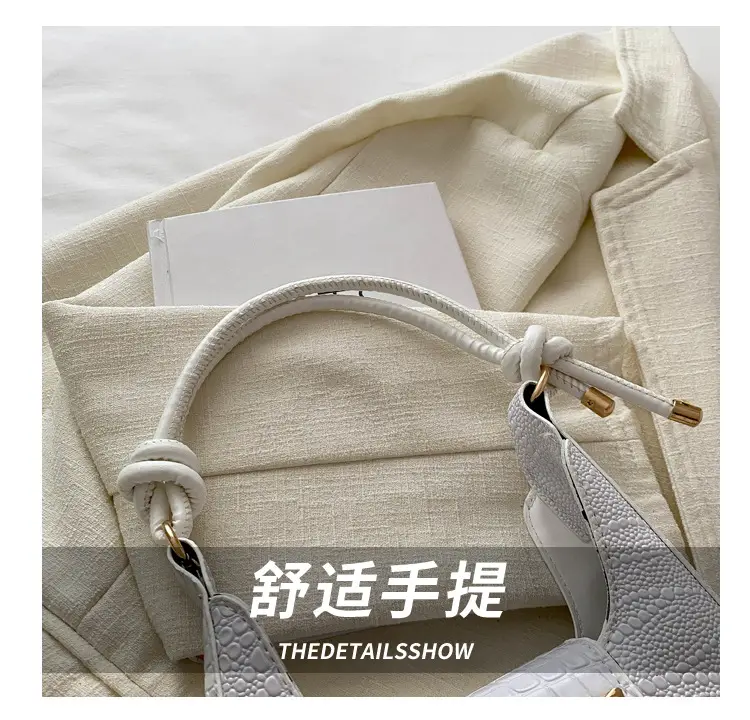 Elegant Women's White Shoulder Bag with Knot Handle — feature 5