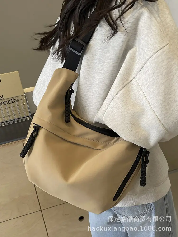 Women's Crossbody Bag Tan Large Capacity Oxford Cloth - Image 7