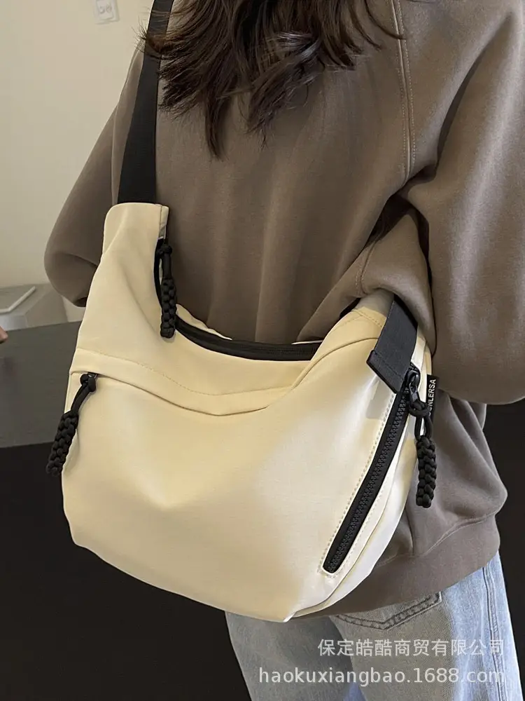 Women's Crossbody Bag Tan Large Capacity Oxford Cloth - Image 9