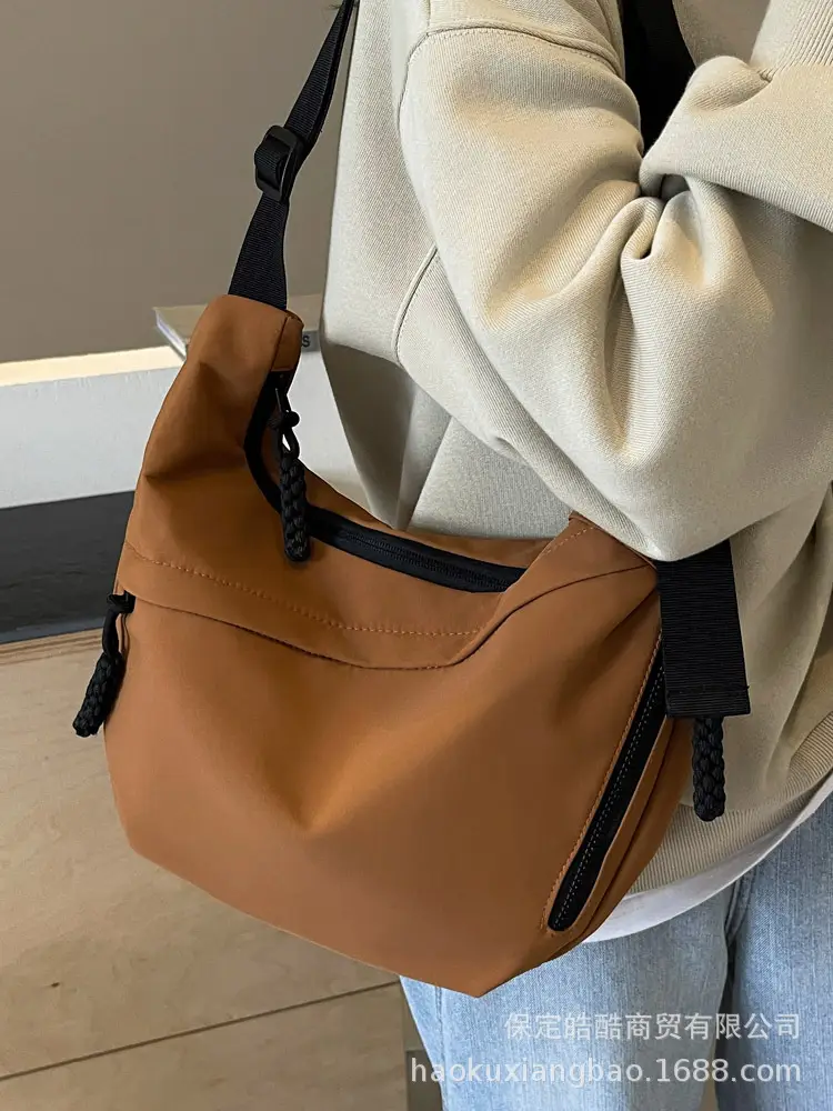 Women's Crossbody Bag Tan Large Capacity Oxford Cloth - Image 10