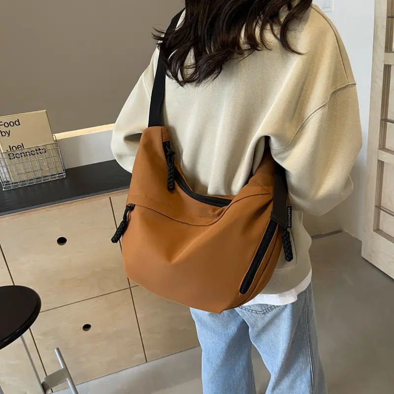 Women's Crossbody Bag Tan Large Capacity Oxford Cloth - Image 3