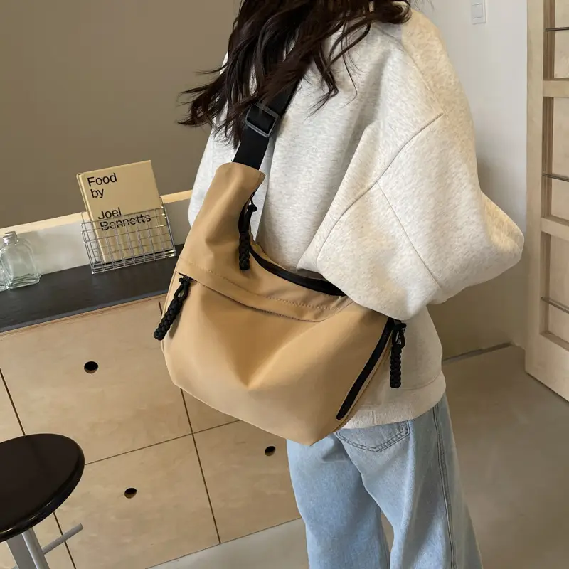 Women's Crossbody Bag Tan Large Capacity Oxford Cloth - Image 5