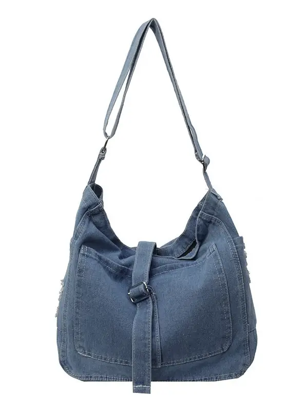 Women's Blue Denim Shoulder Tote Bag 2024 - Image 8