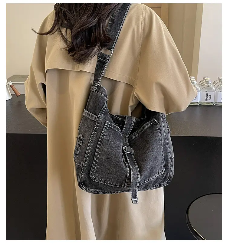 Women's Blue Denim Shoulder Tote Bag 2024 — feature 1