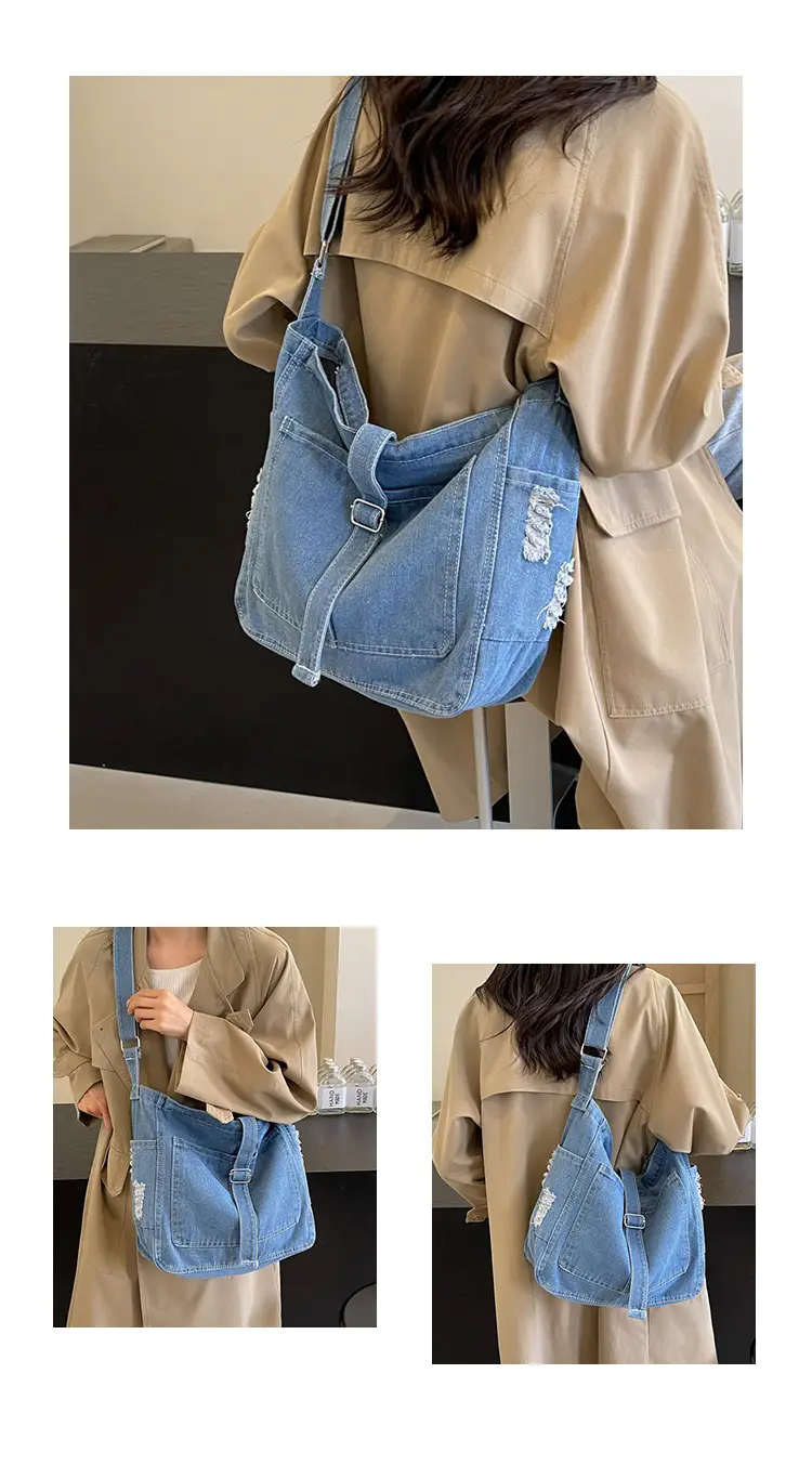 Women's Blue Denim Shoulder Tote Bag 2024 — feature 10