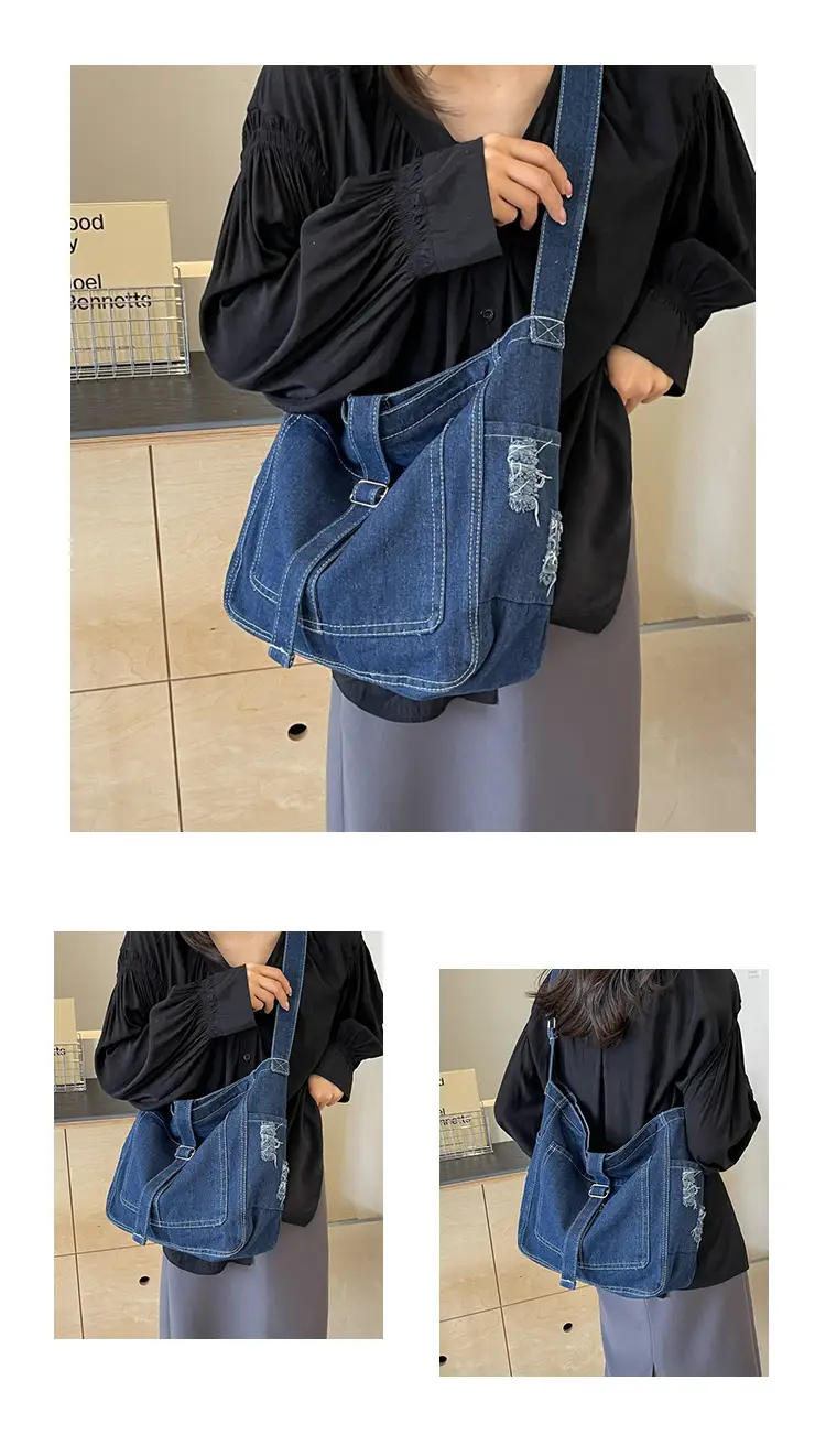Women's Blue Denim Shoulder Tote Bag 2024 — feature 11